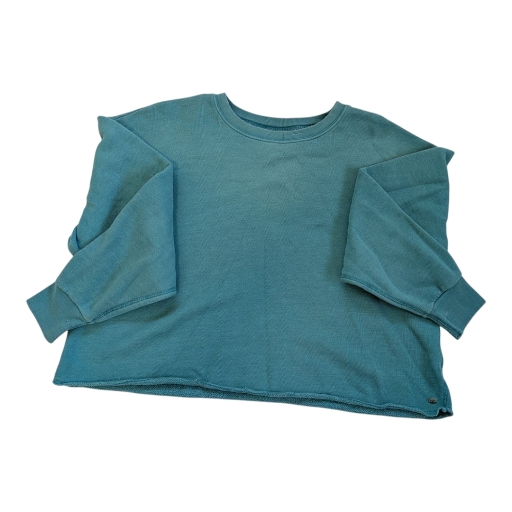 Teal Rough Cropped Sweatshirt - Picture 1 of 3